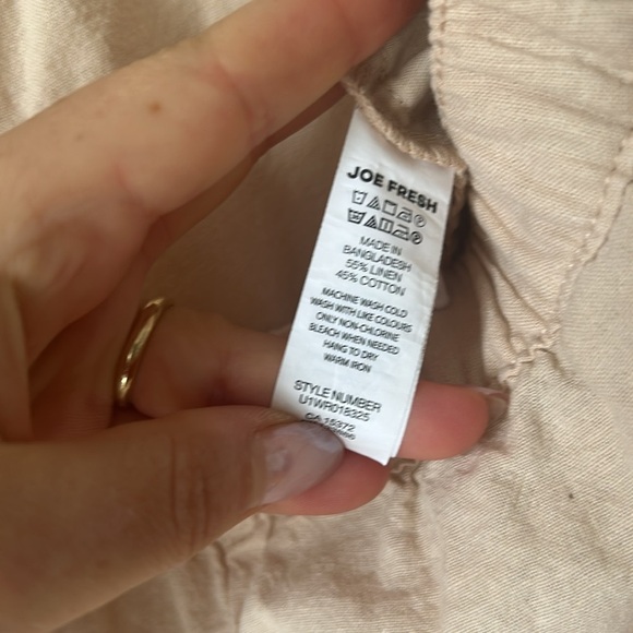 Joe Fresh Linen Cotton Pants Linen Elastic Waist Wide Leg  Cropped medium beige - Picture 7 of 7